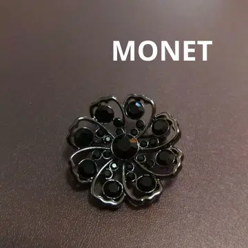 MONET 블랙 꽃 모양 브로치
