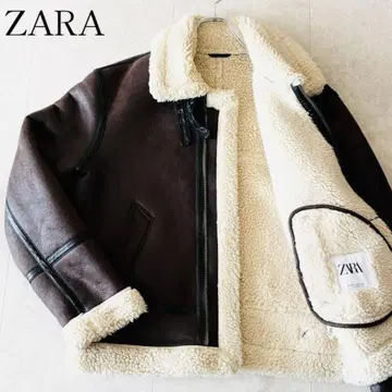 미사용급 자라 B-3 플라이트 자켓 M 브라운 보아 무스탕