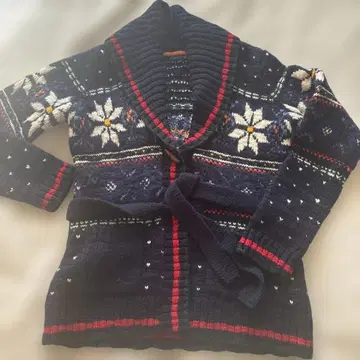 TOMMY HILFIGER 네이비 플라워 무늬 가디건 M