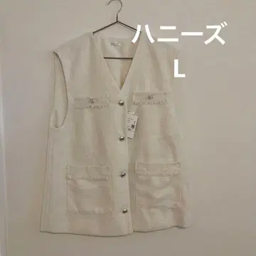 미사용 새상품 화이트 베스트 지레 허니즈 L 사이즈 포멀