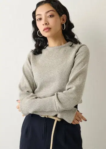 Whim Gazette 라메 니트 풀오버 베이지