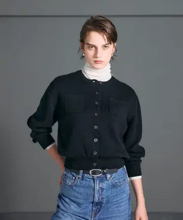 NORC 코튼 캐시미어 니트 가디건 블랙