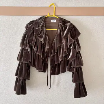 메리제니 프릴 벨로아 가디건 F 브라운 자켓 볼레로