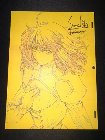 fate UBW 친필 사인 세이버 데카 엽서 스도 토모노리