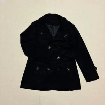 더블 브레스트 피 코트 블랙 남성용 출퇴근