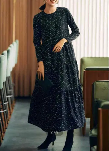 펠리시모 도트 플레어 롱 원피스 톨 사이즈