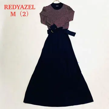 REDYAZEL 레이디 아젤 네이비 배색 절개 니트 원피스 M