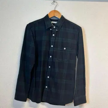 다크 그린 네이비 체크 셔츠 XL