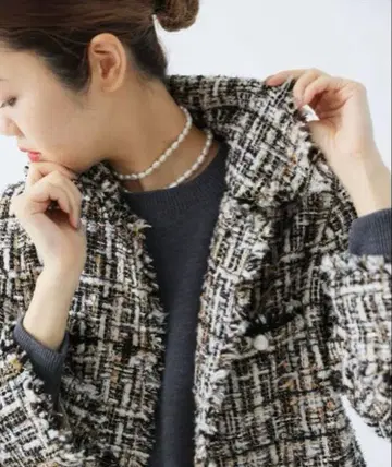 이에나 택 포함 새상품 화이트 트위드 자켓