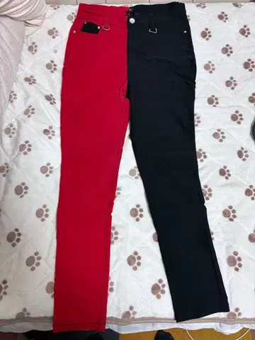 헬캣펑크 바이컬러 스키니 팬츠