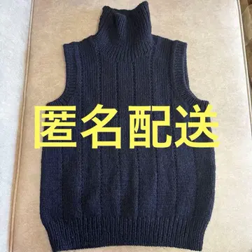 손뜨개질 스웨터 핸드메이드 모 100% 블랙 리브 니트 터틀넥 베스트