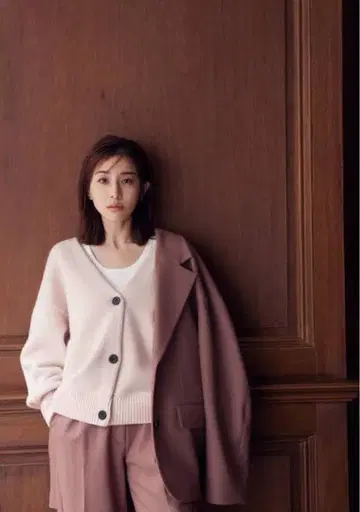 CLANE V넥 백 롱 니트 가디건