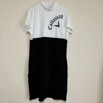 캘러웨이 반팔 원피스 블랙 x 화이트 골프웨어 빅 사이즈