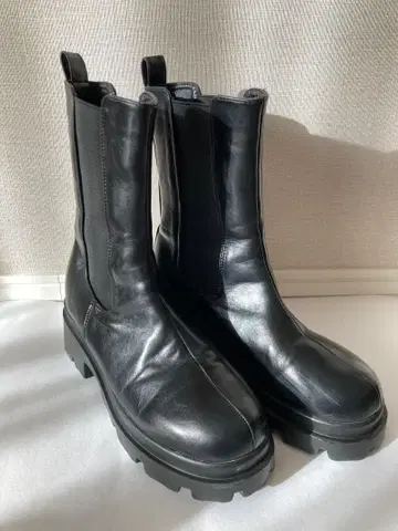 블랙 사이드 고어 부츠 통굽