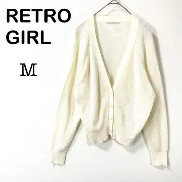 [레트로걸] 긴팔 가디건 니트 원단 아이보리 계열 캐주얼 M