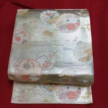 실버 계열 꽃무늬 육통 후쿠로 오비