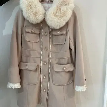 LIZ LISA 핑크 베이지 퍼 롱 코트