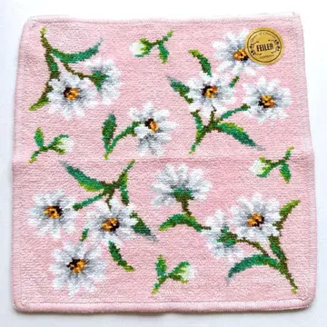 [ 미사용 새상품 ] FEILER 타월 손수건 화이트 마가렛 핑크