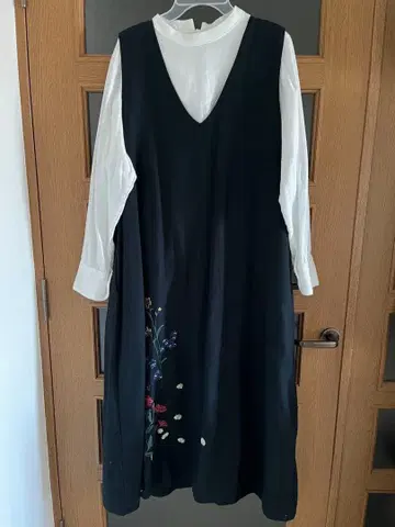 FELISSIMO 써니클라우드 자수 오버롤 스커트 이너 세트