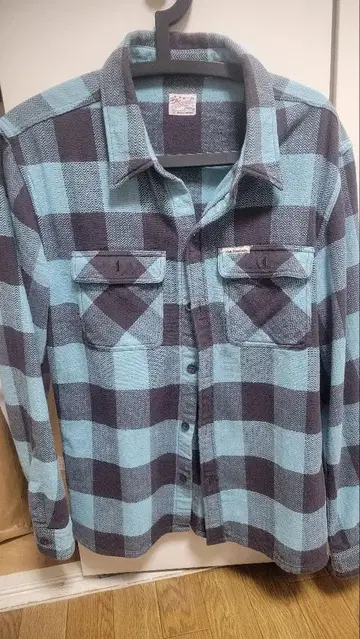 FLAT HEAD 긴팔 플란넬 셔츠 40 사이즈 스카이블루 체크