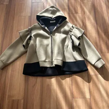 프릴 달린 후드 자켓 카키