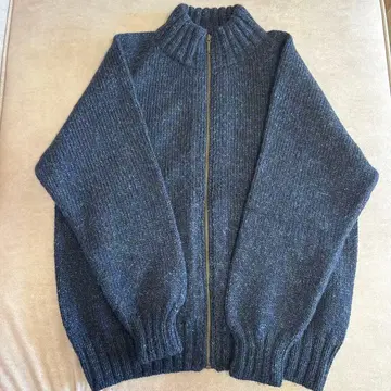 손뜨개질 스웨터 핸드메이드 모 100% 다크 그레이 지퍼 달린 니트