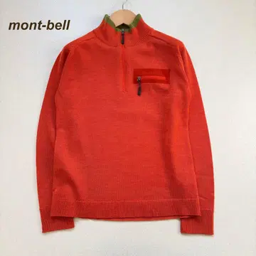 몽벨 슈퍼 메리노울 미텔레기 하프 지퍼 스웨터 오렌지