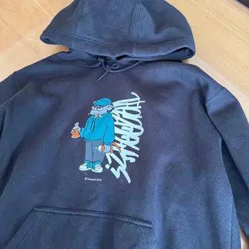 블랙 캐릭터 그래픽 후드티 XL