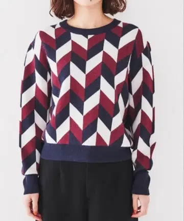 UNTITLED 기하학 패턴 자카드 니트 M 사이즈 보르도 계열