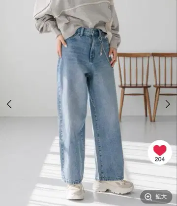 로리즈팜 와이드 스트레이트 데님 팬츠 라이트 블루 L