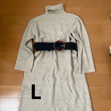 ZARA 베이지 터틀넥 니트 원피스 벨트 세트