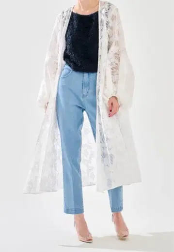 jenne M 사이즈 자수 레이스 롱 가운