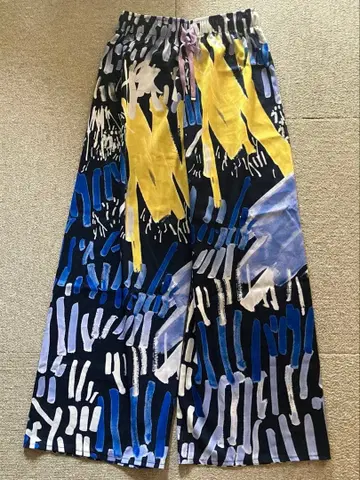 LILA&CITTA 비비드 페인트 패턴 이지 팬츠 블루 계열