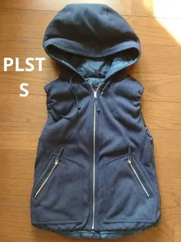 PLST 후드 부착 다운 베스트 S 네이비