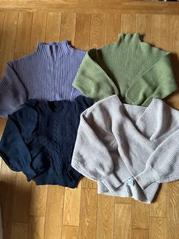작은 키 니트 스웨터 카슈쿨 프릴 니트 숏 기장 4개