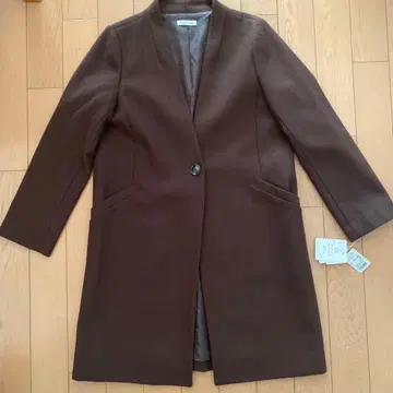 브라운 롱 코트 싱글 버튼