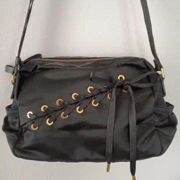 ANNA SUI 레이스업 숄더백 블랙