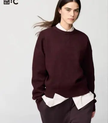 [ 새상품급 ] UNIQLO C 스무스 코튼 크루넥 스웨터 wine L