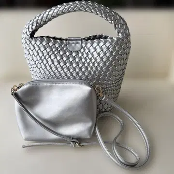 실버 뜨개질 버킷백, 숄더백