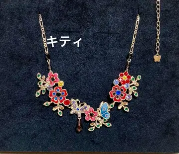ANNA SUI 목걸이 플라워 모티브 목걸이 나비 꽃 미사용 레어