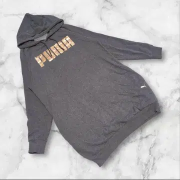 [ 푸마 ] PUMA ( US XS ) 후드티 롱 기장 로고 프린트 코튼