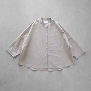 HUIS 기자 코튼 헴프 밴드 카라 블라우스 (내추럴 그레이) U112