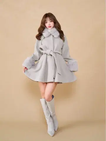 Darich 다리치 [ 허리 벨트 멜톤 코트 ] 그레이