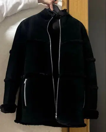 남성용 페이크 무스탕 코트 블랙 속기모