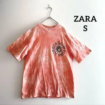 ZARA USA S 타이다이 핑크 계열 T셔츠 로고
