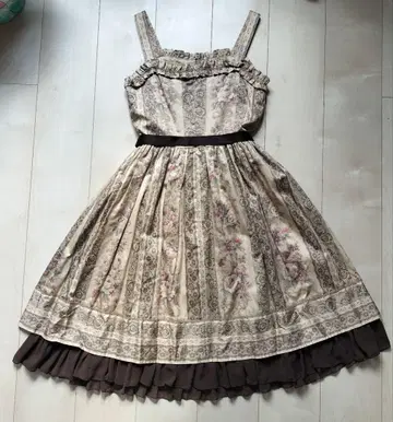 빅토리아 메이든 스트라이프 로즈 리본 드레스 올리브 브라운