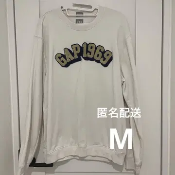 GAP 1969 맨투맨 칼리지 펠트 프린트 속기모 크롭 화이트 M