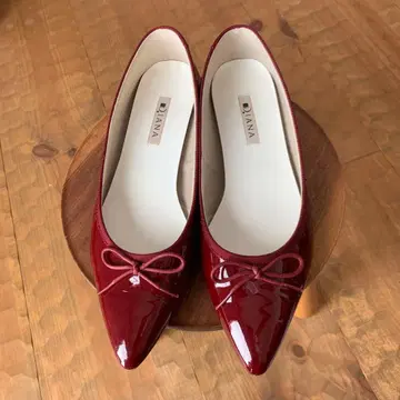 DIANA 와인 레드 스틸레토 플랫슈즈 25cm