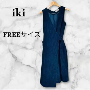 [ 새상품급 ] IKI 이키 네이비 랩 원피스 프리 사이즈 면 100%