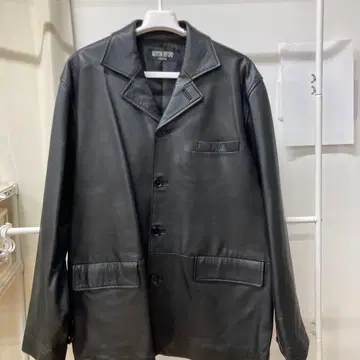 [ 천연 가죽 ] 블랙 가죽 카 코트 [ XL ]